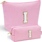 YOOLIFE Mom Birthday Gifts for Women, Personalized Monogram Makeup Bag Cosmetic Bag Travel Toiletry Bag Birthday Gifts for Women Her Bridesmaid Friend Sister Wife Girlfriend Daughter Gifts Pink I - Roamly