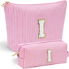 YOOLIFE Mom Birthday Gifts for Women, Personalized Monogram Makeup Bag Cosmetic Bag Travel Toiletry Bag Birthday Gifts for Women Her Bridesmaid Friend Sister Wife Girlfriend Daughter Gifts Pink I - Roamly