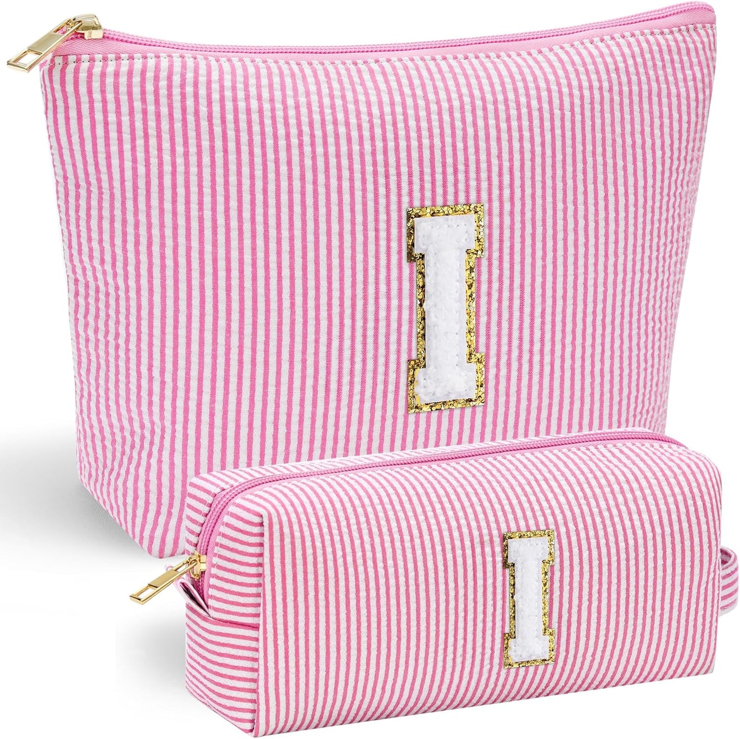 YOOLIFE Mom Birthday Gifts for Women, Personalized Monogram Makeup Bag Cosmetic Bag Travel Toiletry Bag Birthday Gifts for Women Her Bridesmaid Friend Sister Wife Girlfriend Daughter Gifts Pink I - Roamly