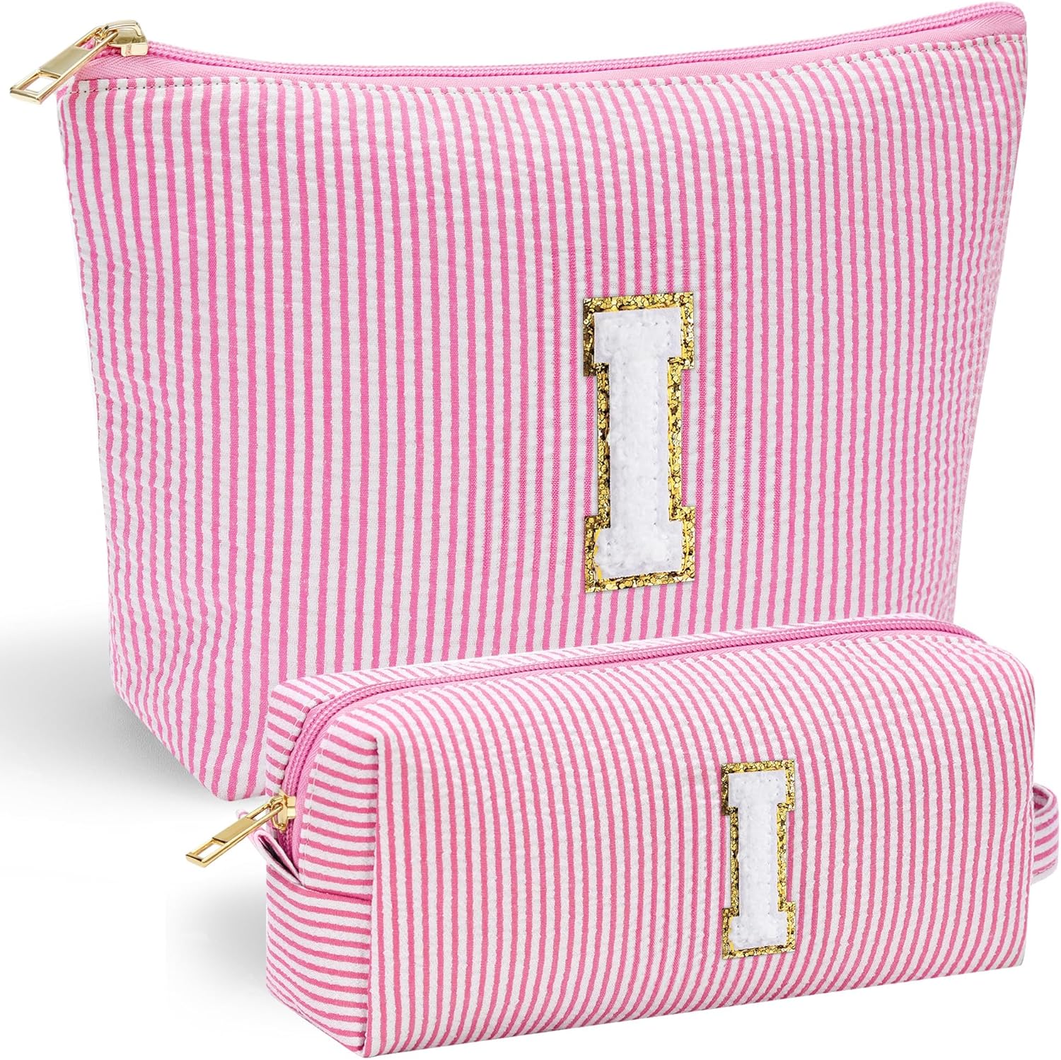 YOOLIFE Mom Birthday Gifts for Women, Personalized Monogram Makeup Bag Cosmetic Bag Travel Toiletry Bag Birthday Gifts for Women Her Bridesmaid Friend Sister Wife Girlfriend Daughter Gifts Pink I - Roamly