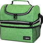 OPUX Lunch Box For Men Women, Insulated Large Lunch Bag Adult Work, Double Decker Lunchbox Meal Prep, Dual Compartment Leakproof Lunch Cooler, Soft Lunch Pail Tote Boys Girls Kids School, Green 12L