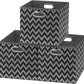 SIMPLE HOUSEWARE 13-Inch Collapsible Fabric Cube Storage Bin with Handles, Printed Design, 3 Pack, Black