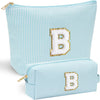YOOLIFE 2 Travel Makeup Bags for Women - Cute Makeup Bag Makeup Bag Organizer Make Up Bag Travel Essentials Makeup Bag Personalized Gifts Friend Gifts for Women Teenager Bridesmaids Letter B - Roamly