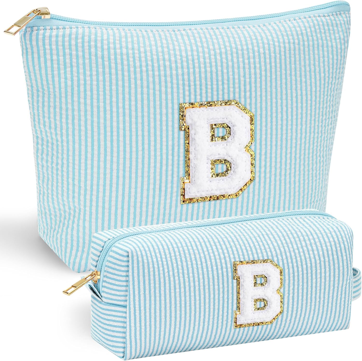 YOOLIFE 2 Travel Makeup Bags for Women - Cute Makeup Bag Makeup Bag Organizer Make Up Bag Travel Essentials Makeup Bag Personalized Gifts Friend Gifts for Women Teenager Bridesmaids Letter B - Roamly