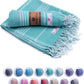 Turkish Beach Towel - 40x71 inch Oversized Sand Resistant Prewashed Turkish Towel - 100% Turkish Cotton Quick Drying, Compact, Lightweight Turkish Towel for Beach, Bath, Pool, Gym, Yoga.