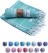 Turkish Beach Towel - 40x71 inch Oversized Sand Resistant Prewashed Turkish Towel - 100% Turkish Cotton Quick Drying, Compact, Lightweight Turkish Towel for Beach, Bath, Pool, Gym, Yoga.
