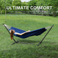 PNAEUT Double Hammocks with Stand for Outside, Portable Space Saving Heavy-Duty Steel Stand for Indoor Outdoor Patio with Carrying Bag, 450 lbs Capacity (Navy)