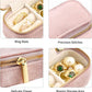 TAIMY Mini Jewelry Travel Case, Velvet Small Travel Jewelry Box, Portable Jewelry Travel Organizer Box for Rings Earrings Necklaces, Gifts for Women Girls(Blush Peach)
