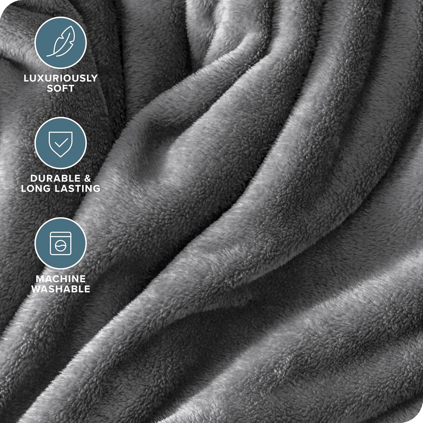 Bare Home Fleece Blanket - Twin/Twin Extra Long - Ultra-Soft Lightweight for Bed, Sofa, and Couch - Luxury Microplush - Cozy Warm Blanket (Twin/Twin XL, Grey)