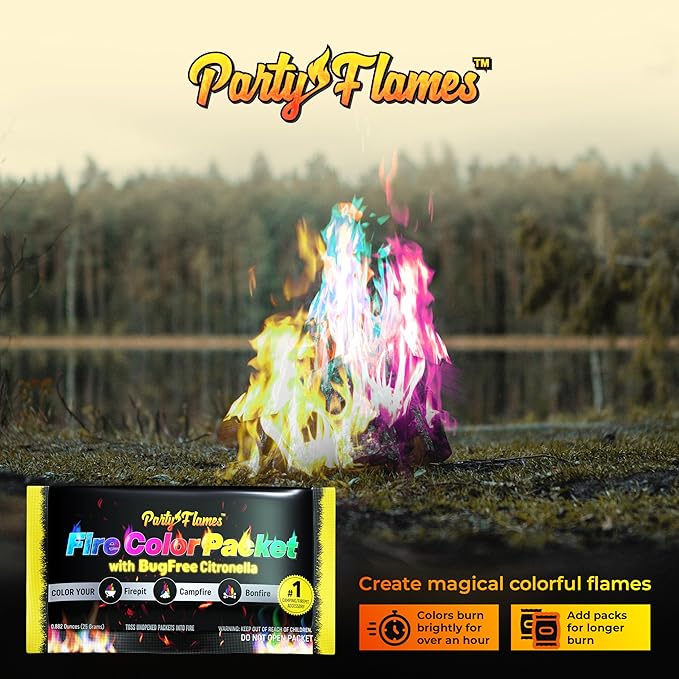 Fire Color Changing Packets Fire Pit with Citronella (4 Pack) - Perfect for Any Campfire, Bonfire & Outdoor Fireplaces - Perfect Magic Cosmic Mystical Campfire Accessories