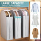 10" Gusseted Garment Bags for Hanging Clothes with Clear Window 50" Suit Bags for Open Closet Storage, Clothing Cover for Coat, Dress, Jacket, Shirt, Fur Wardrobe Protector, 3 Packs