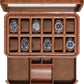 ROTHWELL 12 Slot Leather Watch Box with Valet Drawer - 12 Slot Luxury Watch Case Display Organizer, Microsuede Liner, Mens Accessories Holder, Jewelry Case, Jewelry Display Organizer (Tan/Brown)