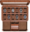ROTHWELL 12 Slot Leather Watch Box with Valet Drawer - 12 Slot Luxury Watch Case Display Organizer, Microsuede Liner, Mens Accessories Holder, Jewelry Case, Jewelry Display Organizer (Tan/Brown)