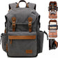Padwa Lifestyle Gray Camera Backpack - Professional DSLR & UAV Camera Bag,Anti Theft Canvas Camera Backpack with Rain Cover,Large Capacity Photography Travel Camera Bag with Multi Compartments