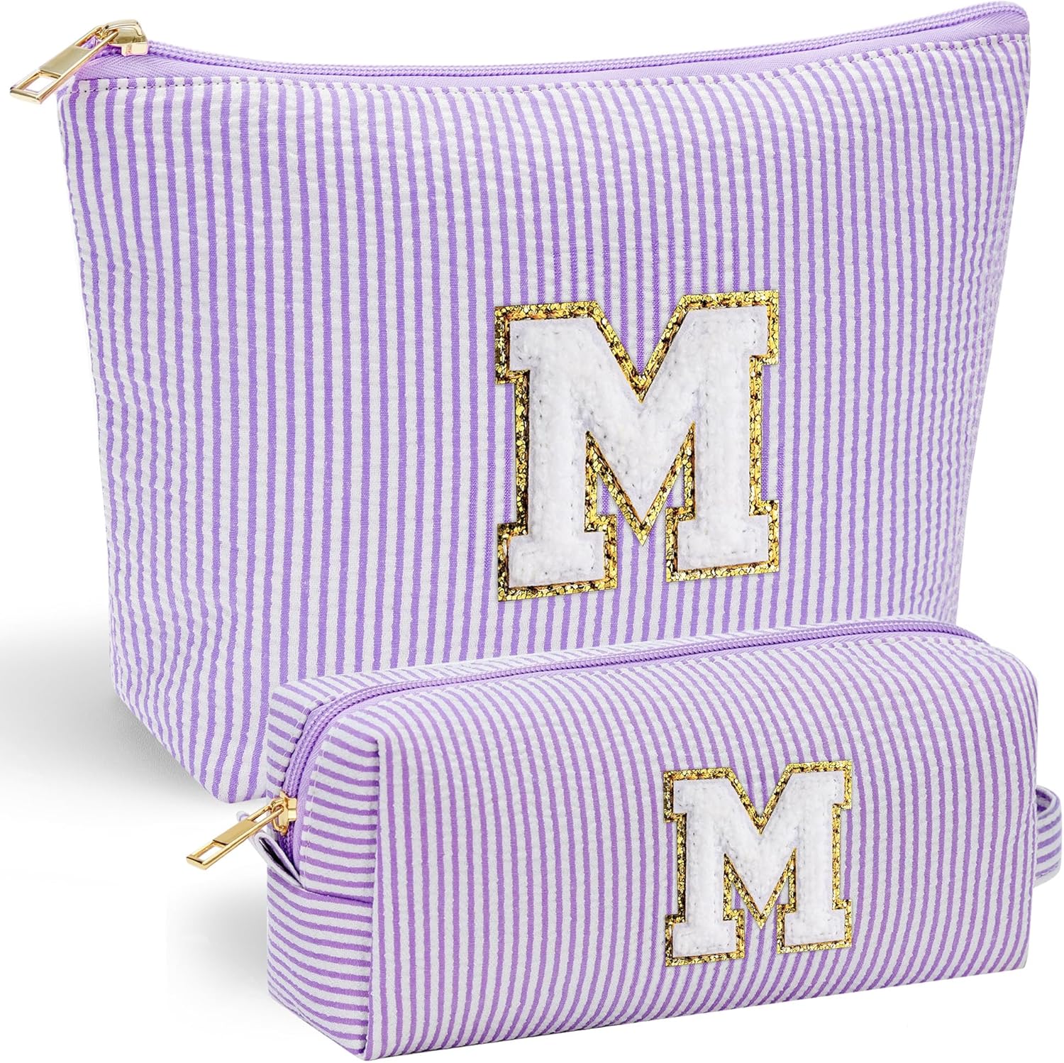 YOOLIFE Purple Cute Travel Makeup Bag - Preppy Makeup Bag Sweet 16 Gifts Sister Girlfriend Gifts Monogram Makeup Bag Make Up Bag Large Cosmetic Bags for Women Friend Birthday Gifts Preppy Stuff M - Roamly