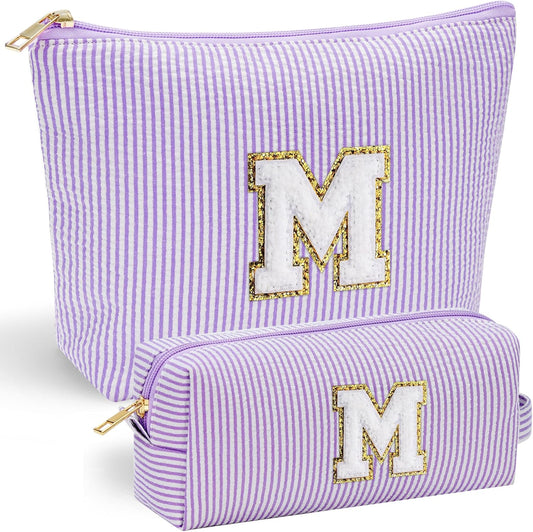 YOOLIFE Purple Cute Travel Makeup Bag - Preppy Makeup Bag Sweet 16 Gifts Sister Girlfriend Gifts Monogram Makeup Bag Make Up Bag Large Cosmetic Bags for Women Friend Birthday Gifts Preppy Stuff M - Roamly