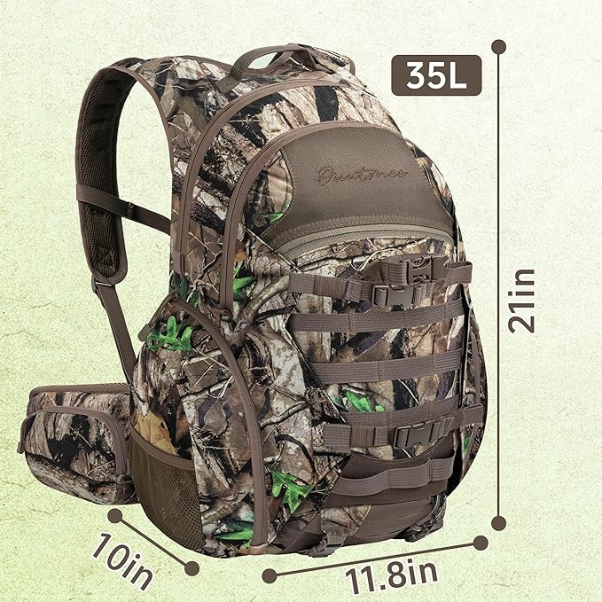 Hunting Backpack with Waterproof Rain Cover, 35L Hunting Backpacks for Men, Durable Large Capacity Hunting Day Pack with Rifle Bow Holder