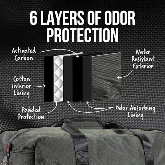 Dime Bags Travel Duffle Bag, Odor Proof w/Carbon Filter Lining, Built-In Lock Duffle, Water-Resistant, Secret Pocket, Associate (Green)
