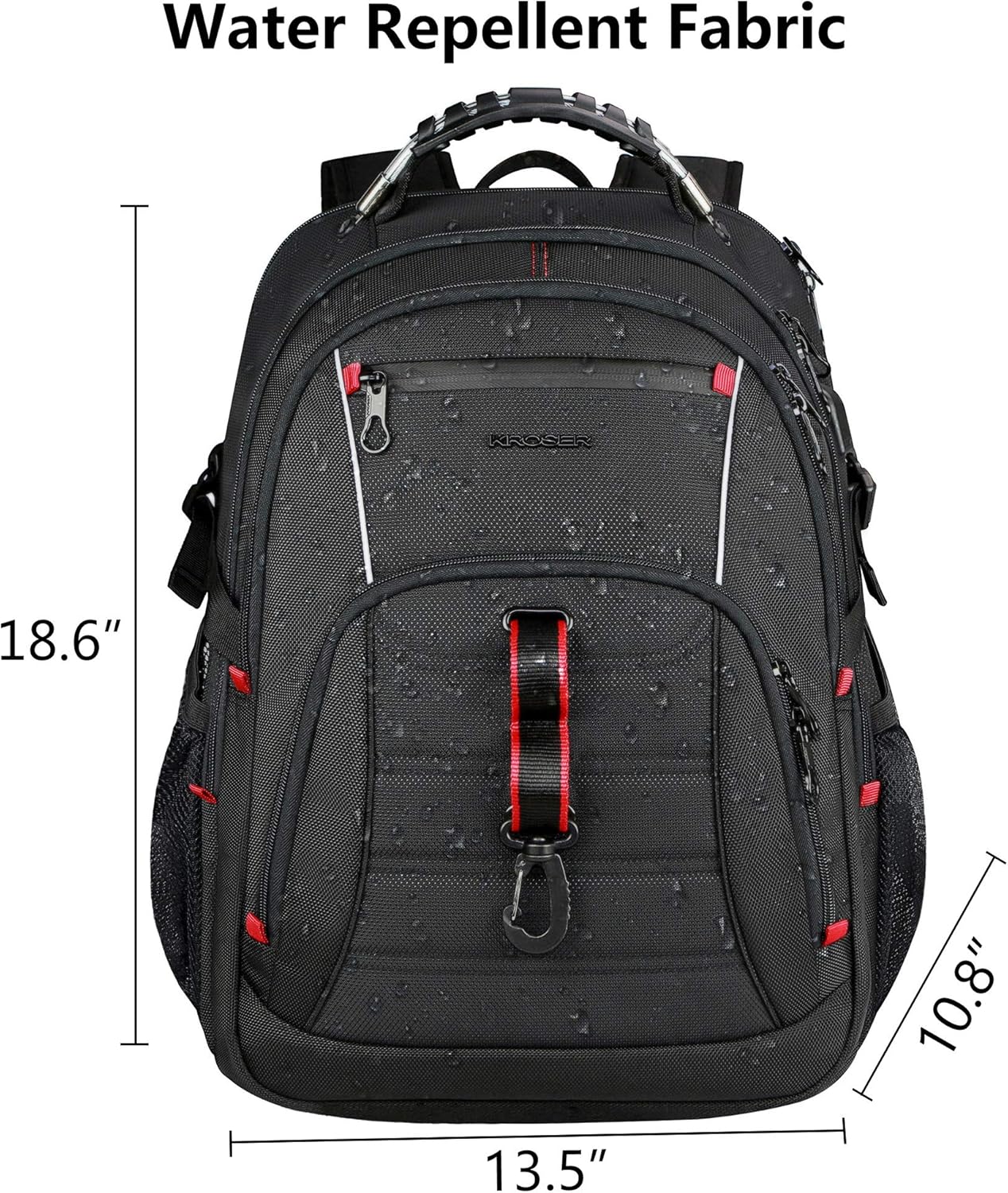 KROSER Travel Laptop Backpack 17.3 inch XL Computer Backpack Stylish College Backpack with RFID Pockets USB Charging Port REFLECTIVE STRIPS Water-Repellent Daypack for Business/Men - Roamly