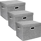TYEERS Large Storage Bins with Lids, Collapsible, Washable, Fabric Storage Boxes for Organizing, 17.3x11.8x11.4 inches, 3 Pack, Gray