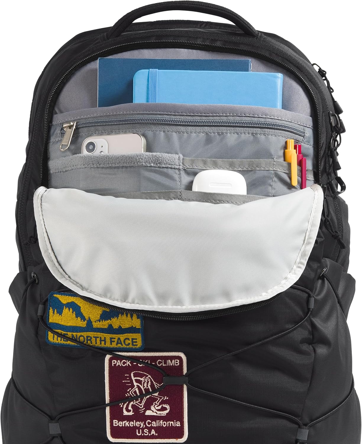 THE NORTH FACE Borealis Commuter Laptop Backpack | Water Repellent Finish, 16" Laptop Sleeve, Large Main Compartment for Everyday Carry, TNF Black U Borealis Patch/TNF White, One Size - Roamly