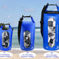 Freegrace Waterproof Dry Bags Set of 3 Dry Bag with 2 Zip Lock Seals & Detachable Shoulder Strap, Waist Pouch & Phone Case - Can Be Submerged Into Water - for Swimming (Navy Blue(Window), 20L)