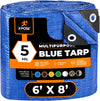 Better Blue Poly Tarp 6' x 8' - Multipurpose Protective Cover - Lightweight, Durable, Waterproof, Weather Proof - 5 Mil Thick Polyethylene - by Xpose Safety