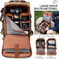 Padwa Lifestyle Khaki Camera Backpack - Waxed Memory Weather Resistant Canvas Camera Bag, Multi DSLR SLR Large Camera Backpacks for Photographers with 16” Laptop & Lens Compartment and Tripod Holder
