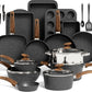 Kitchen Induction Cookware & Bakeware Set - 30 Piece Black Granite Cooking Pans Set, Non-Stick Pots and Pans Set