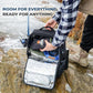 Fishing Backpack with Tackle Boxes and Rod Holders 40L; Plus Rain Cover, Padded Back Support, Insulated Front Pocket for Hot/Cold Lunch, Water Bottle Holder (Tactical Black)