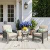 HOOOWOOO Patio Furniture Set,3 Pieces Outdoor Conversation Set,All Weather Wicker Bistro Set Yard Porch High Back Chairs Side Table,Beige