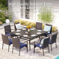 PHI VILLA Outdoor Rattan Dining Chairs Set of 6, Modern Wicker Armchair with Cushions for Patio, Deck, Yard, Porch - Brown