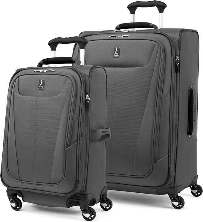 Travelpro Maxlite 5 Softside Expandable Luggage with 4 Spinner Wheels, Lightweight Suitcase, Men and Women, Shadow Grey, 2-Piece Set (21/25)