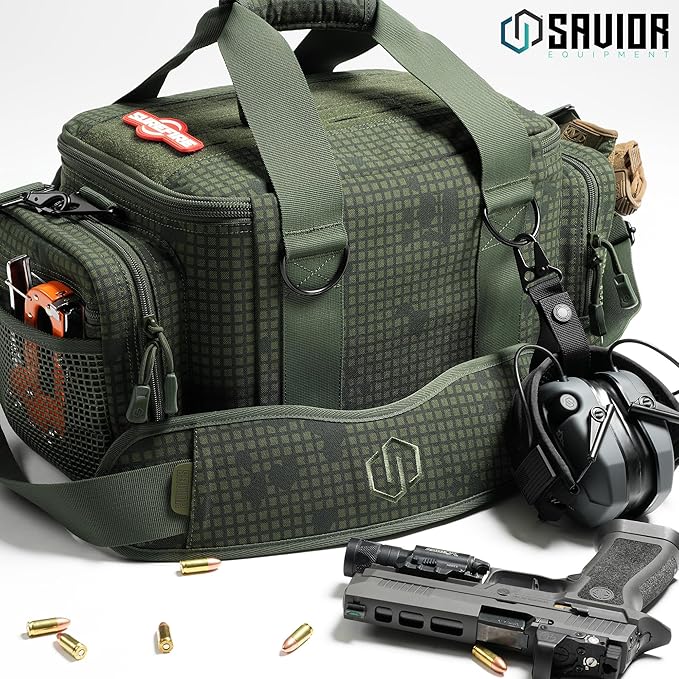 Savior Equipment Specialist Series Tactical Triple Pistol Shooting Range Hunting Duffle Bag Gun Carrying Case, Rigid Compartment Frame, Lockable Zippers