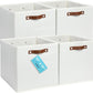 OrganiHaus 13x13 Cube Fabric Storage Bins Set of 4, Fabric Storage Cubes w/ Vegan Handles, 13 inch Collapsible Bins for Clothes & Toy Organizer, Cubbies Organizer, 13x13 Basket for Decor - White