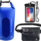 Freegrace Waterproof Dry Bags Set of 3 Dry Bag with 2 Zip Lock Seals & Detachable Shoulder Strap, Waist Pouch & Phone Case - Can Be Submerged Into Water - for Swimming (Navy Blue(Window), 20L)