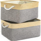 TheWarmHome Storage Basket for Organizing - 3 Pack 14x10x7 inch Large Collapsible Storage Bin for Shelves, Fabric Storage Cubes for Organizer ClosetCloth Gift Toy (Grey & Gold)