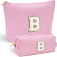 YOOLIFE Initial Cute Pink Makeup Bag Pouch Gift for Niece Sister Friend Female Her Mom | Birthday Gifts for Women Daughter Gifts | Cosmetic Travel Bag B - Roamly