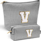 YOOLIFE Makeup Bag for Women - Personalized Makeup Pouch for Girlfriend Bridesmaid Wife | Travel Toiletry Bag for Her Mom | Skin Care Bag Birthday Gift for Sister Friend Sweet 16 Gifts Black V - Roamly