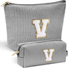 YOOLIFE Makeup Bag for Women - Personalized Makeup Pouch for Girlfriend Bridesmaid Wife | Travel Toiletry Bag for Her Mom | Skin Care Bag Birthday Gift for Sister Friend Sweet 16 Gifts Black V - Roamly