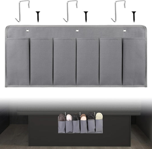 RV Shoe Pockets 6 Large Pockets Heavy Hanging Bedside Storage Organizer with Sturdy Hooks for Shoes, Toys and Tools
