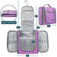 PAVILIA Toiletry Bag Travel Bag for Women Men, Hanging Cosmetic Organizer, Water Resistant Makeup Bag for Accessories Toiletries, Large Travel Essentials Kit (Purple)