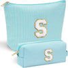 YOOLIFE Makeup Bag for Girls Teen Girl, 2 Pieces Monogram Make Up Bag | Makeup Pouch | Beauty Bag Personalized Friend Sister Wife Wedding Bride Stocking Stuffers for Girls Teen Daughter Sister S - Roamly