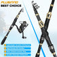 PLUSINNO Fishing Backpack with Fishing Rod &Tackle Boxes, Waterproof Sling Tackle Bag for Fish Gear with Rod Holder, Gifts for Men with Lures, Pliers, Fish Lip Gripper.