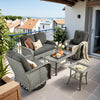 HOOOWOOO Patio Furniture Set,5 Pieces Outdoor Conversation Set,All Weather Wicker Loveseat Sofa Set with High Back Swivel Rocking Chairs Tables,Black
