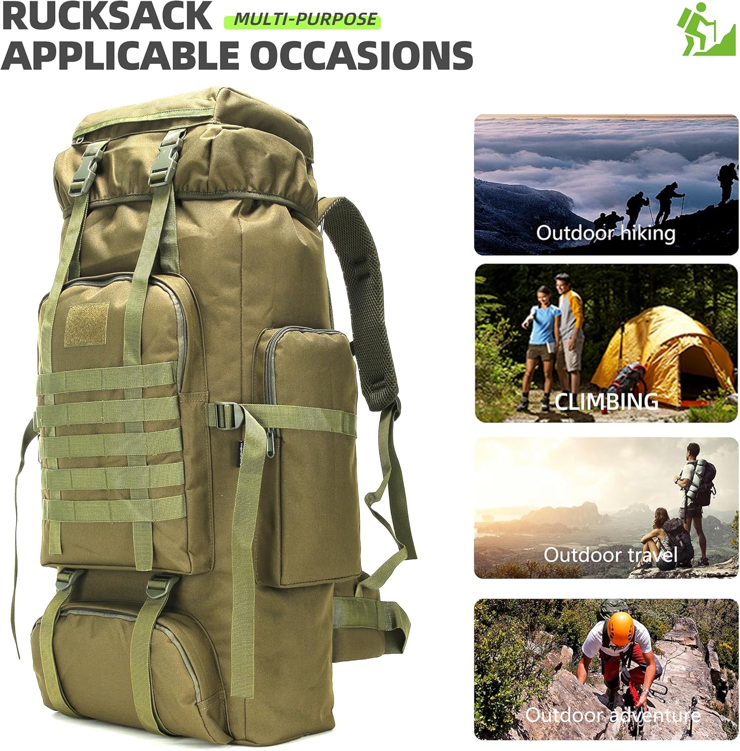 King'sGuard 70L Camping Hiking Backpack Tactical Backpack Military Molle Rucksack Backpack for Outdoor - Roamly