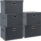 Large 17" 36 Quart Collapsible Stackable Storage Bins with Lids, 5 Packs Dark Gray Foldable Fabric Closet Storage Boxes with Lids Heavy-duty Linen Cube Baskets(17 x 12 x 11)
