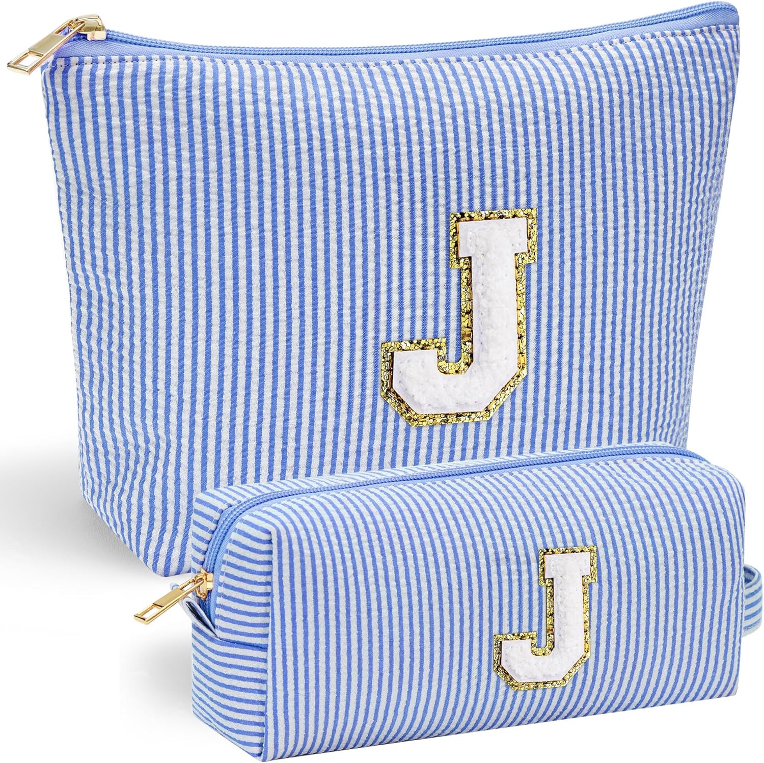 YOOLIFE Teen Girl Gifts Trendy Stuff | Makeup Bag | Cosmetic Bag | Makeup Pouch Teen Girl Gifts Trendy Stuff | Mothers Day Gifts | Birthday Gifts for Women Girls | Thank You Gifts Blue | Initial J - Roamly