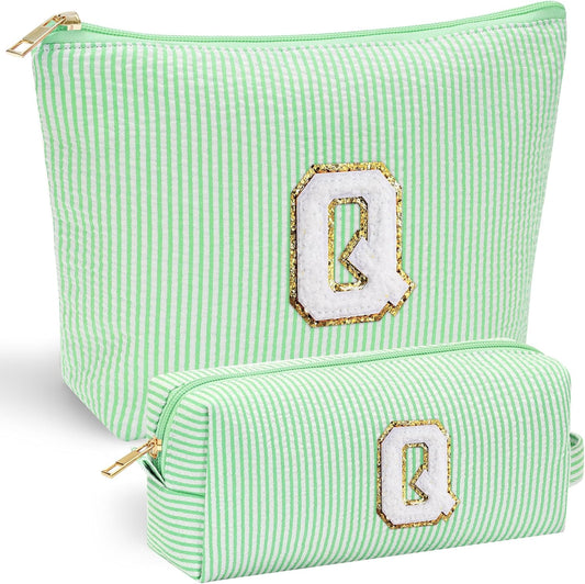 YOOLIFE Initial Makeup Bag for Women Girls - Teenager Girl Gift Ideas | Cute Make Up Bag | Personalized Gifts for Women Friends | Skin Care Bag | Mothers Day Gifts | Tween Girls Trendy Stuff Q - Roamly