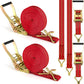 2Pack Ratchet Straps Heavy Duty, 2” 32Ft Tie Down Straps Ratchet, Tie Down Ratcheting with Double J Hook, 4000 LB Break Strength Cargo Strap Ratcheting for Moving, Trailers, Motorcycles and Car Roof